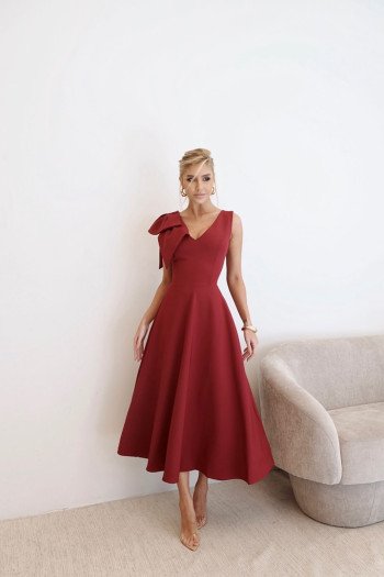 VESTIDO MONIQUE MIDI ALFAIATARIA - MARSALA