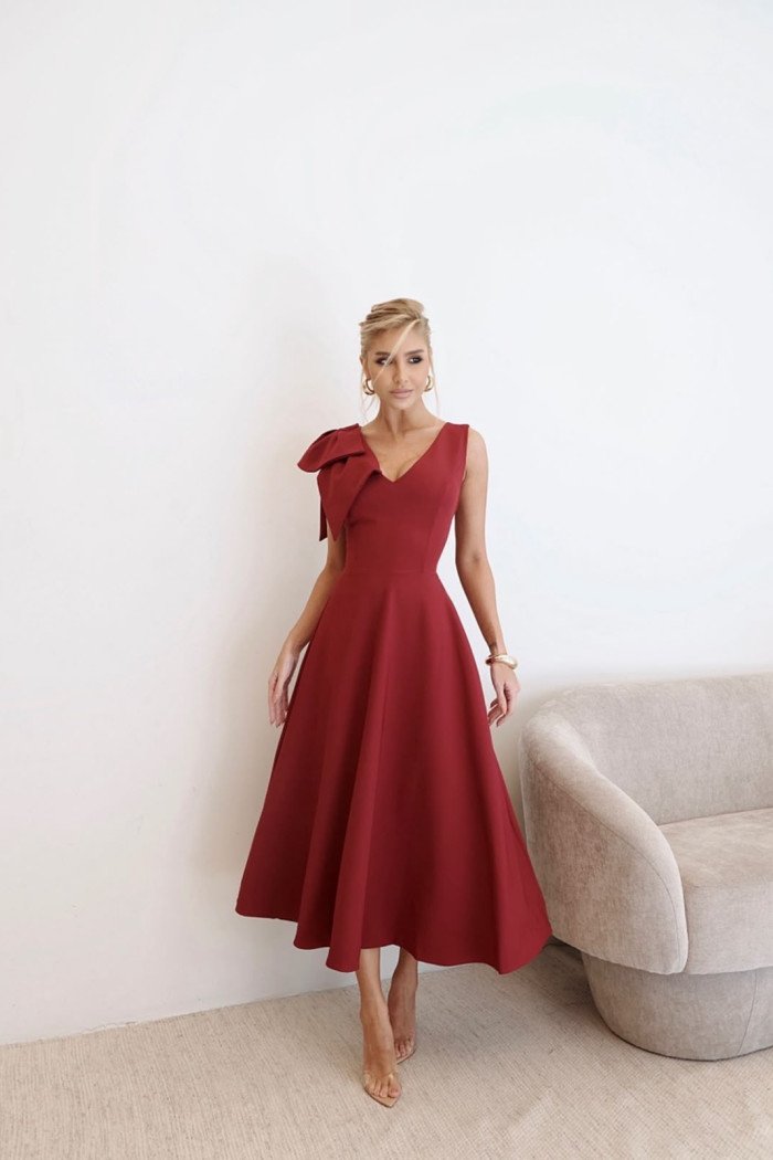 VESTIDO MONIQUE MIDI ALFAIATARIA - MARSALA