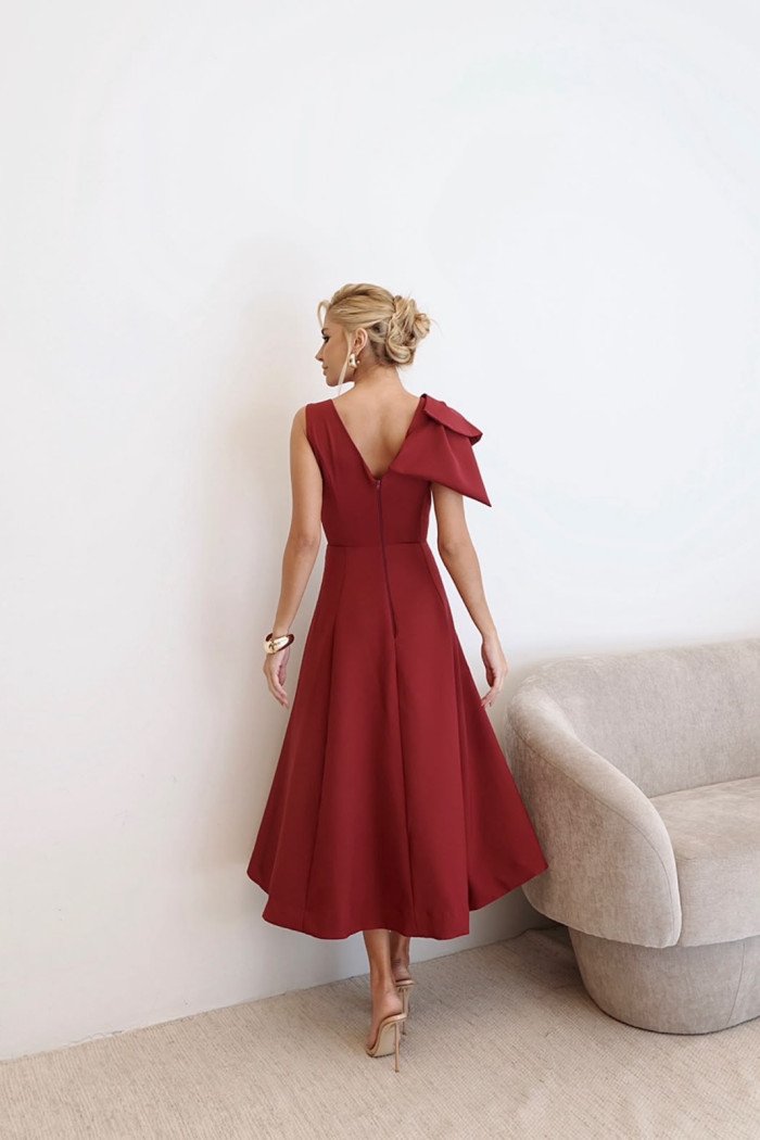 VESTIDO MONIQUE MIDI ALFAIATARIA - MARSALA