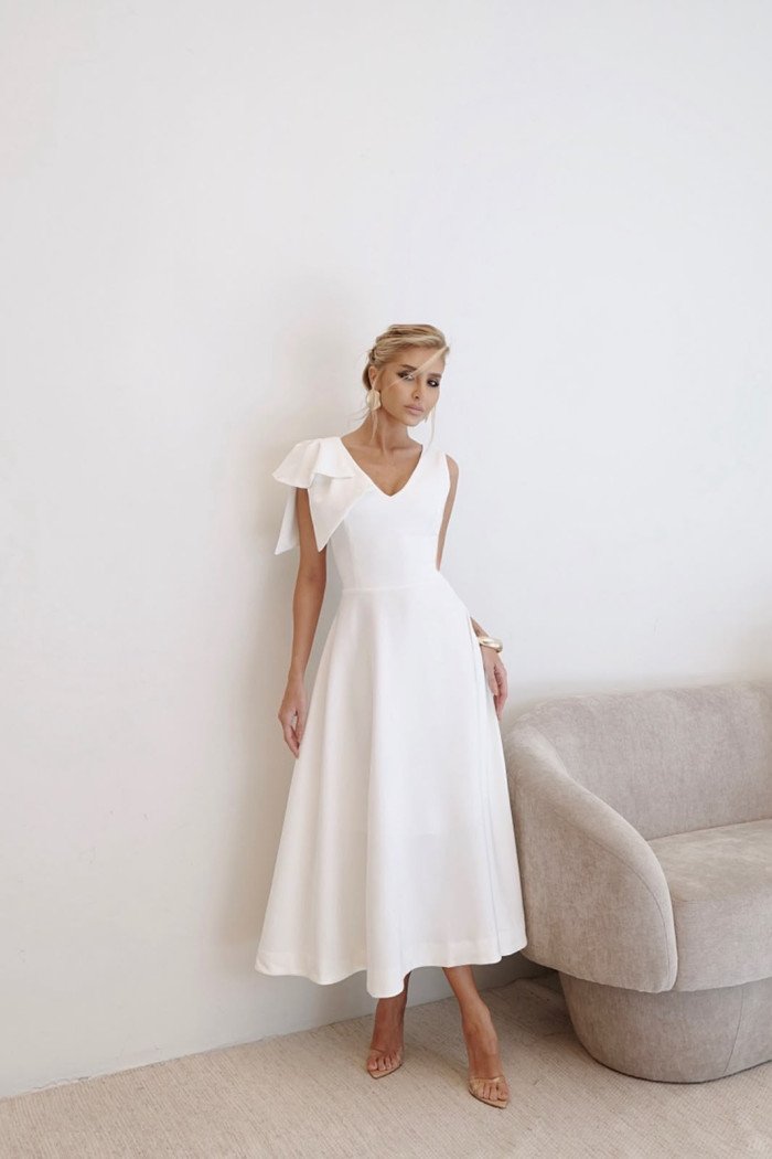 VESTIDO MONIQUE MIDI ALFAIATARIA - OFF WHITE