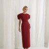 VESTIDO VALENTINA LONGUETE MANGA DRAPEADA - MARSALA