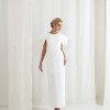 VESTIDO VALENTINA LONGUETE MANGA DRAPEADA - OFF WHITE