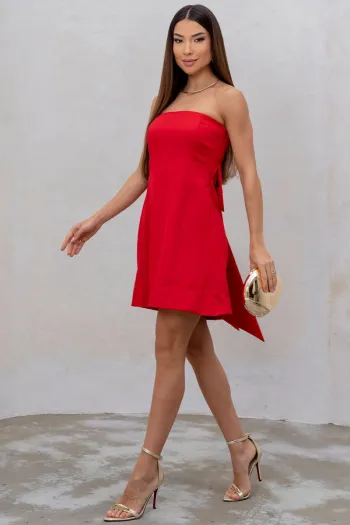 VESTIDO YASMIN T.Q.C ZIPER LAÇO - VERMELHO