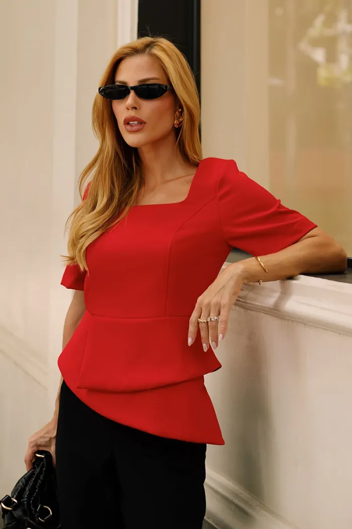 BLUSA ALEXIA PEPLUM - VERMELHO
