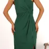 VESTIDO ARIADINE MIDI UM OMBRO COM FENDA - VERDE