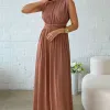 VESTIDO ESMERALDA LONGO FESTA - MARROM