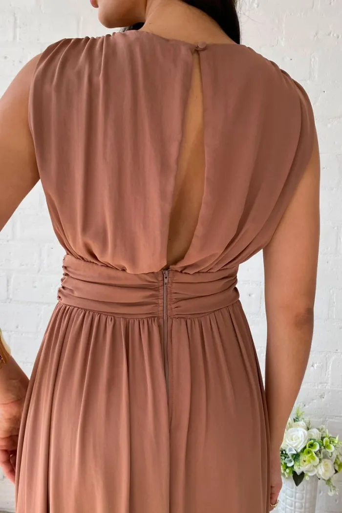 VESTIDO ESMERALDA LONGO FESTA - MARROM