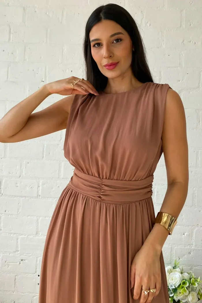 VESTIDO ESMERALDA LONGO FESTA - MARROM