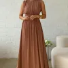 VESTIDO ESMERALDA LONGO FESTA - MARROM