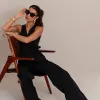 CONJUNTO MELINA CALÇA COM BLUSA TRANSPASSADA - PRETO