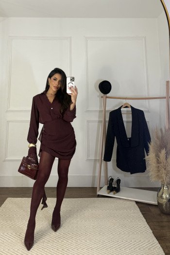 CONJUNTO FERNANDA CAMISA RENDA GLAMOROUS - VINHO