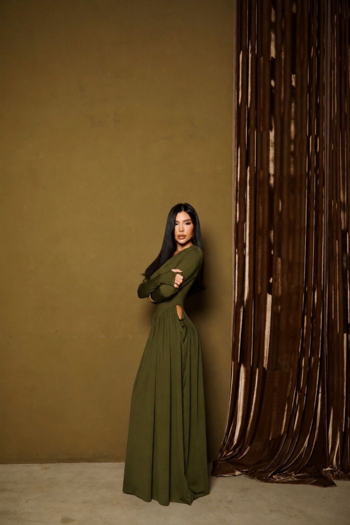 VESTIDO SORAYA MANGA LONGA - VERDE OLIVA