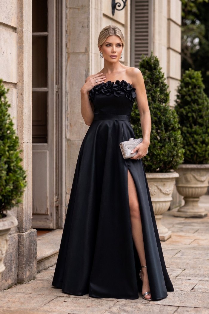 VESTIDO DE FESTA ÍRIS ZIBELINE T.Q.C - PRETO