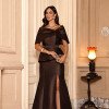 VESTIDO DE FESTA ÍSIS T.Q.C. ZIBELINE COM CAPA AVULSA - MARROM