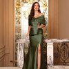 VESTIDO DE FESTA ÍSIS T.Q.C. ZIBELINE COM CAPA AVULSA - VERDE OLIVA