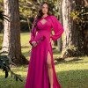 VESTIDO DE FESTA MARCELLE COM CAPA REMOVÍVEL - FÚCSIA