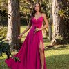 VESTIDO DE FESTA MARCELLE COM CAPA REMOVÍVEL - FÚCSIA
