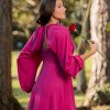 VESTIDO DE FESTA MARCELLE COM CAPA REMOVÍVEL - FÚCSIA
