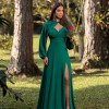 VESTIDO DE FESTA MARCELLE COM CAPA REMOVÍVEL - VERDE ESMERALDA