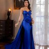 VESTIDO DE FESTA MONALISA SAIA SEREIA CREPE VOGUE T.Q.C - AZUL ROYAL