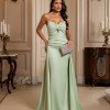 VESTIDO DE FESTA MONALISA SAIA SEREIA CREPE VOGUE T.Q.C - VERDE MENTA