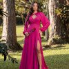VESTIDO DE FESTA MARCELLE COM CAPA REMOVÍVEL - FÚCSIA