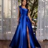 VESTIDO DE FESTA CLÁUDIA ZIBELINE UM OMBRO FLOR - AZUL ROYAL