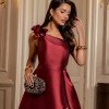 VESTIDO DE FESTA CLÁUDIA ZIBELINE UM OMBRO FLOR - MARSALA