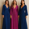 VESTIDO DE FESTA HELOISE RENDA MANGA LONGA - AZUL MARINHO