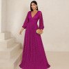VESTIDO DE FESTA HELOISE RENDA MANGA LONGA - FÚCSIA