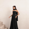 VESTIDO DE FESTA MAITÊ SAIA PLISSADA CHOKER - PRETO