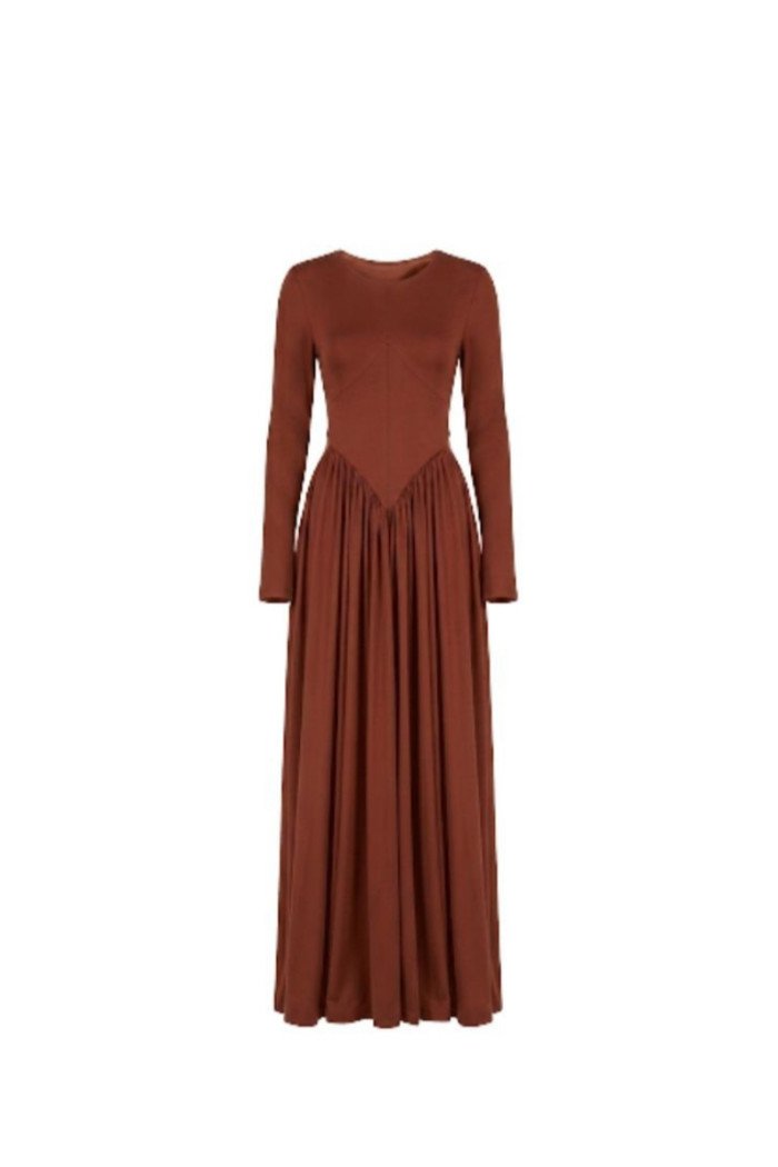 VESTIDO SORAYA MANGA LONGA - CHOCOLATE