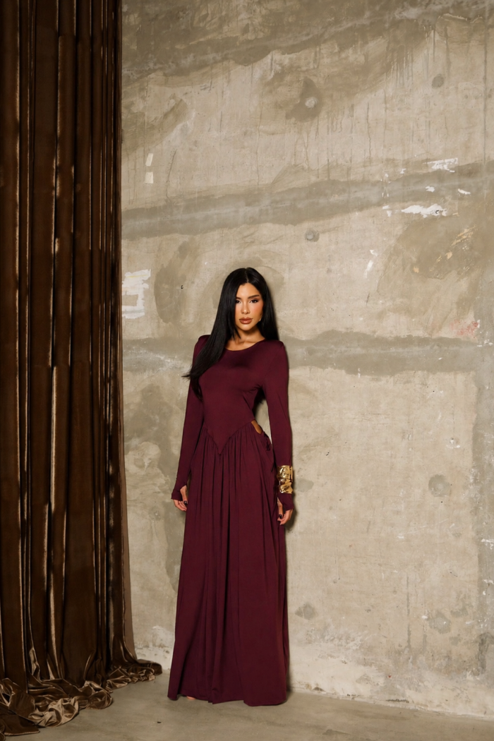 VESTIDO SORAYA MANGA LONGA - VINHO