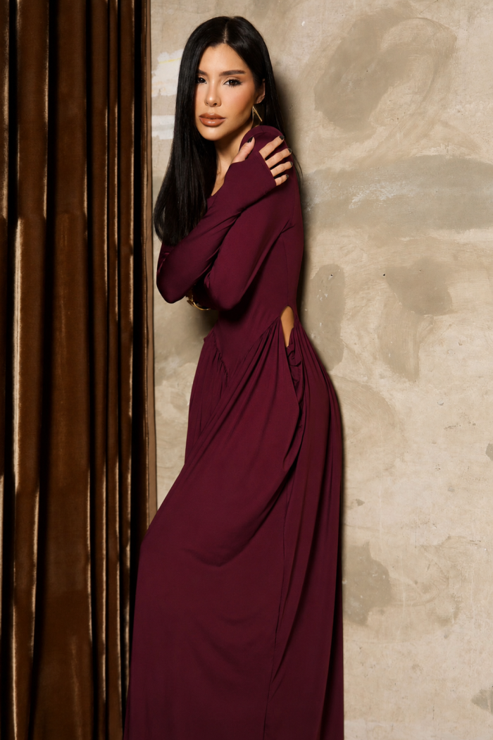 VESTIDO SORAYA MANGA LONGA - VINHO
