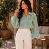 CAMISA ELISE MANGA BUFANTE METALIZADA - VERDE MENTA