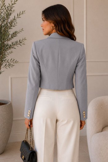 BLAZER CROPPED DALILA ALFAITARIA - CINZA 