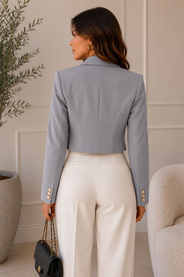 BLAZER CROPPED DALILA ALFAITARIA - CINZA 