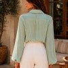 CAMISA ELISE MANGA BUFANTE METALIZADA - VERDE MENTA