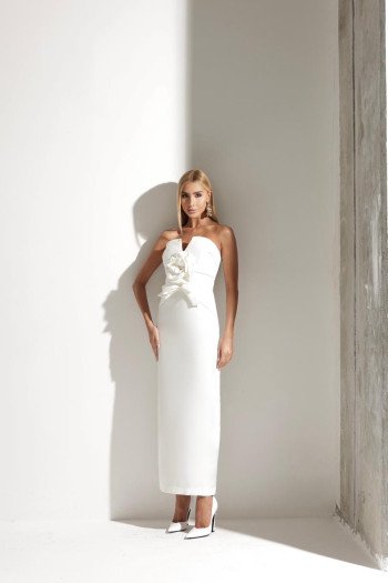 VESTIDO TICIANE ROSA BUSTO ALFAIATARIA T.Q.C. - OFF WHITE