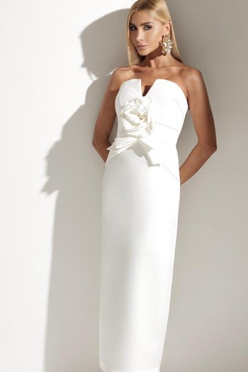 VESTIDO TICIANE ROSA BUSTO ALFAIATARIA T.Q.C. - OFF WHITE