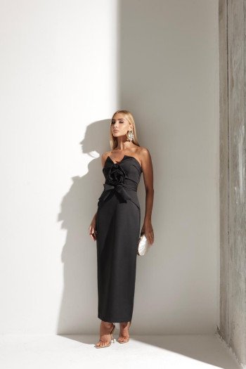 VESTIDO TICIANE ROSA BUSTO ALFAIATARIA T.Q.C. - PRETO