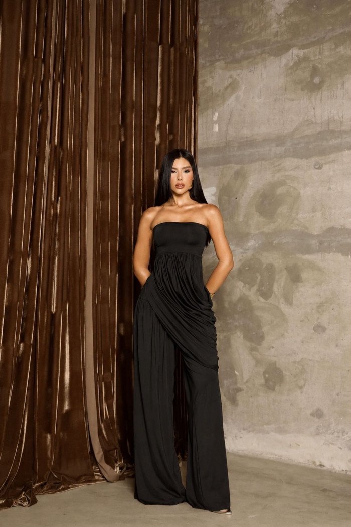 CONJUNTO ELISE BLUSA ALONGADA T.Q.C. - PRETO