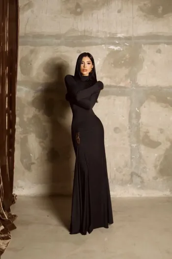 VESTIDO SUZANE MANGA LONGA DETALHE CINTURA - PRETO
