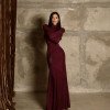VESTIDO SUZANE MANGA LONGA DETALHE CINTURA - VINHO