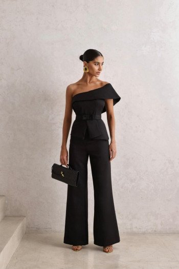 MACACÃO ALFAIATARIA PANTALONA CINTO - PRETO