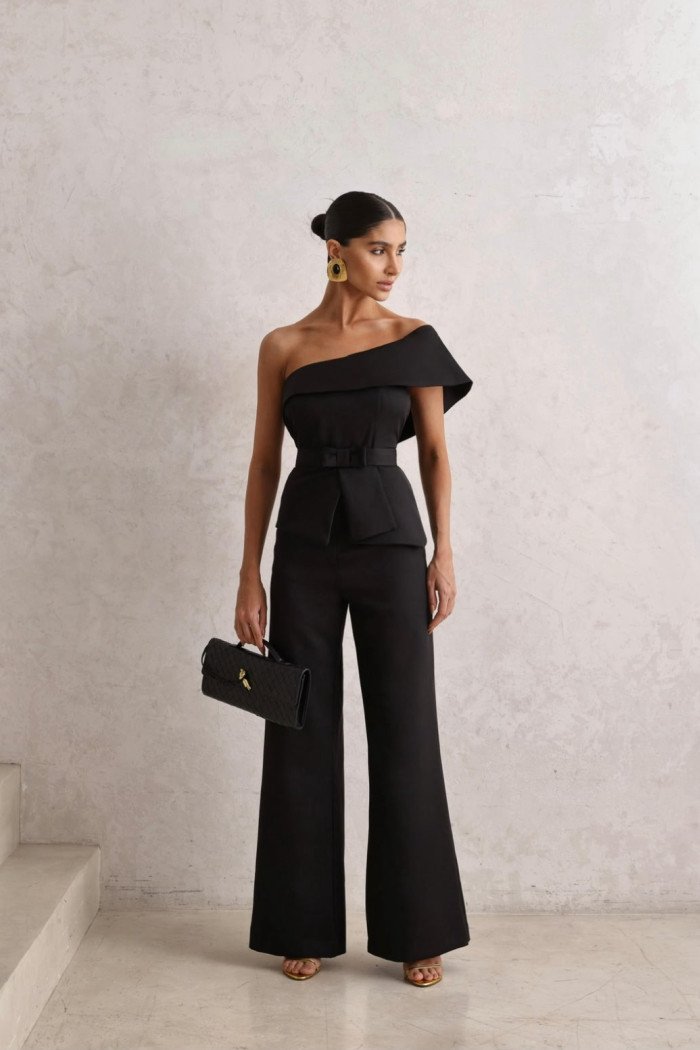 MACACÃO ALFAIATARIA PANTALONA CINTO - PRETO