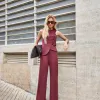 CONJUNTO ANNA ALFAIATARIA DETALHE BOTÃO - MARSALA