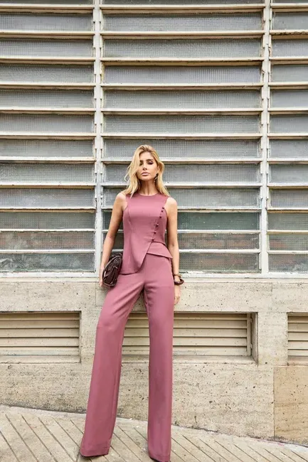 CONJUNTO ANNA ALFAIATARIA DETALHE BOTÃO - ROSÉ