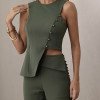 CONJUNTO ANNA ALFAIATARIA DETALHE BOTÃO - VERDE MILITAR