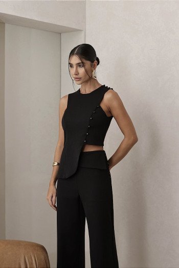 CONJUNTO ANNA ALFAIATARIA DETALHE BOTÃO - PRETO